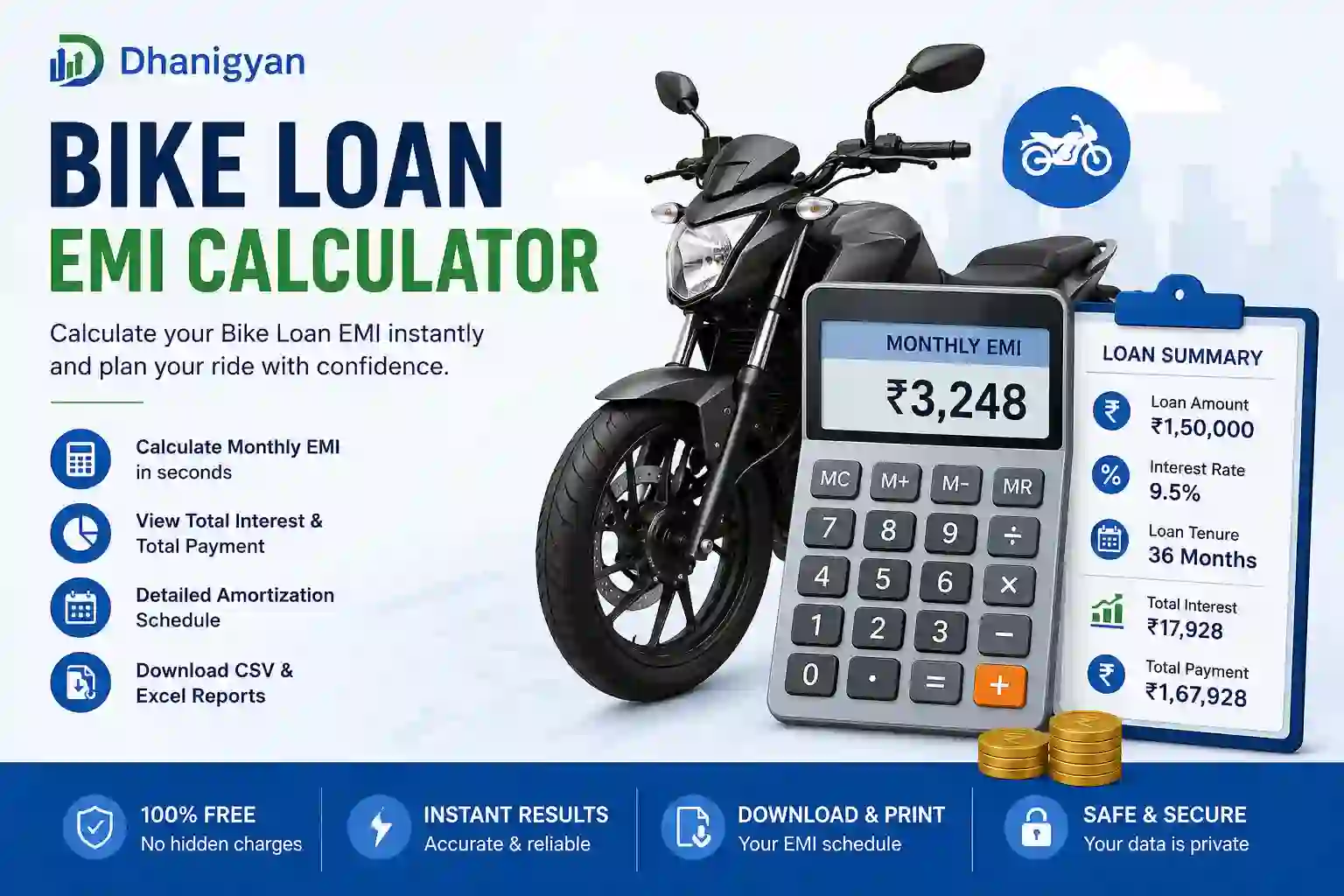 Dhanigyan Bike Loan EMI Calculator